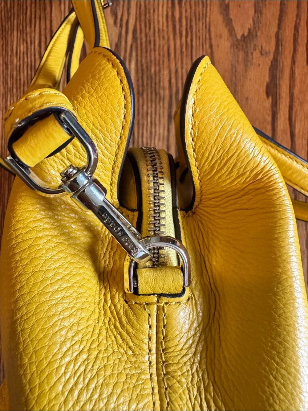 kate spade Yellow Pebbled Leather Mini Satchel with Crossbody Strap